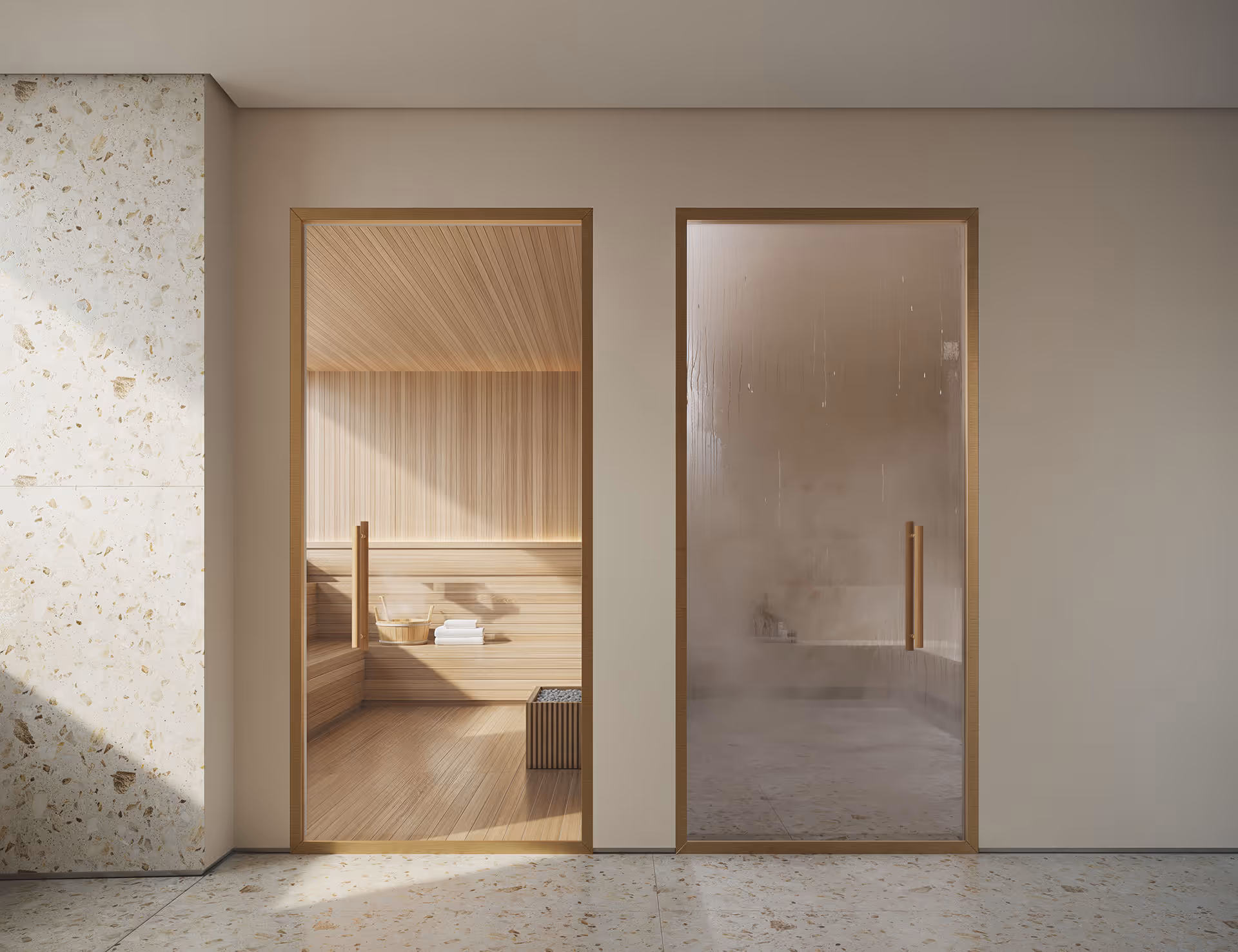 Perspectiva artística das saunas seca e úmida do ETERNO