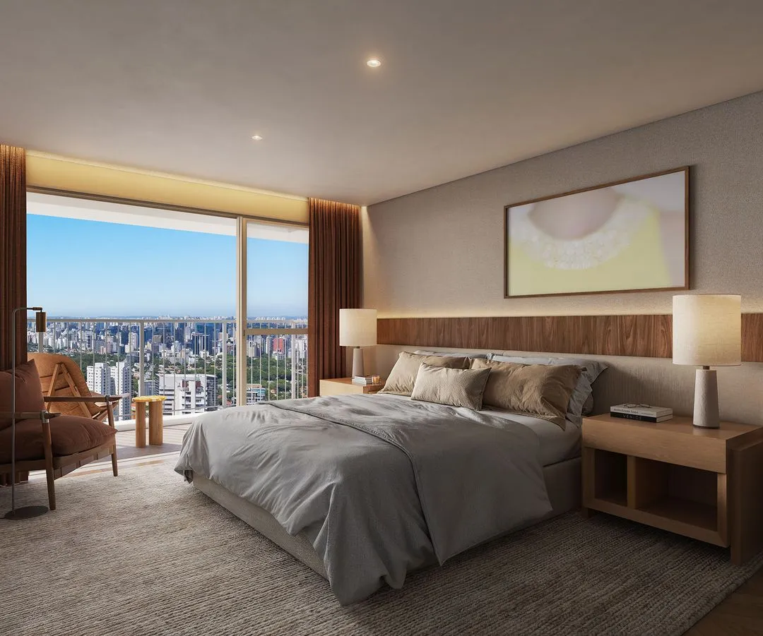 Apartamento decorado de 300 m² no Paraíso: suíte principal, perspectiva artística
