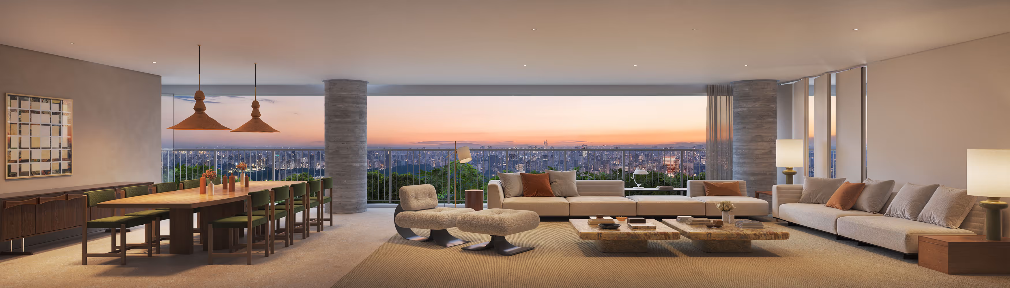 Apartamento decorado de 300 m² no Paraíso: sala de estar com vista, perspectiva artística