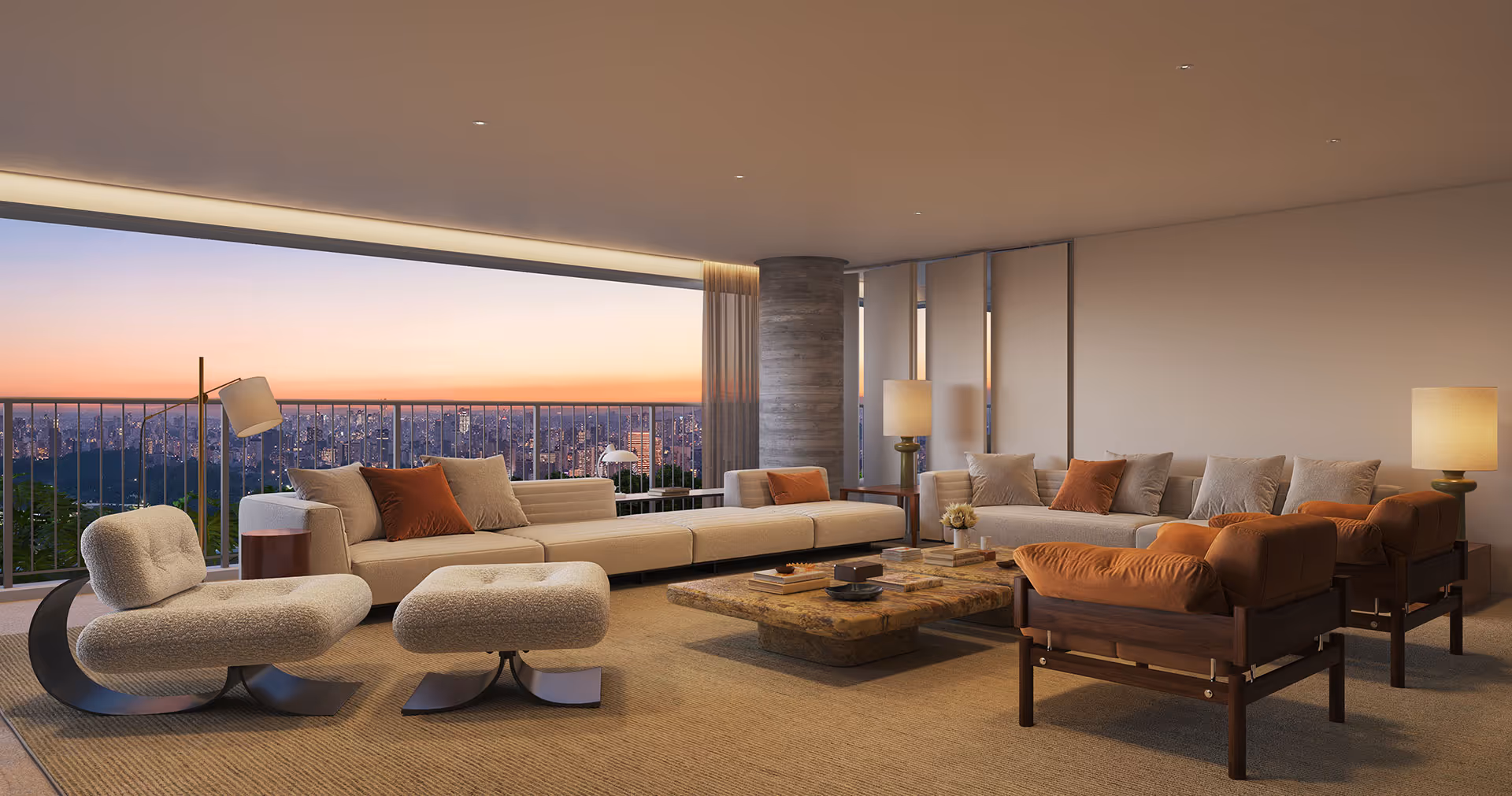 Apartamento decorado de 300 m² no Paraíso: sala de estar com vista, perspectiva artística