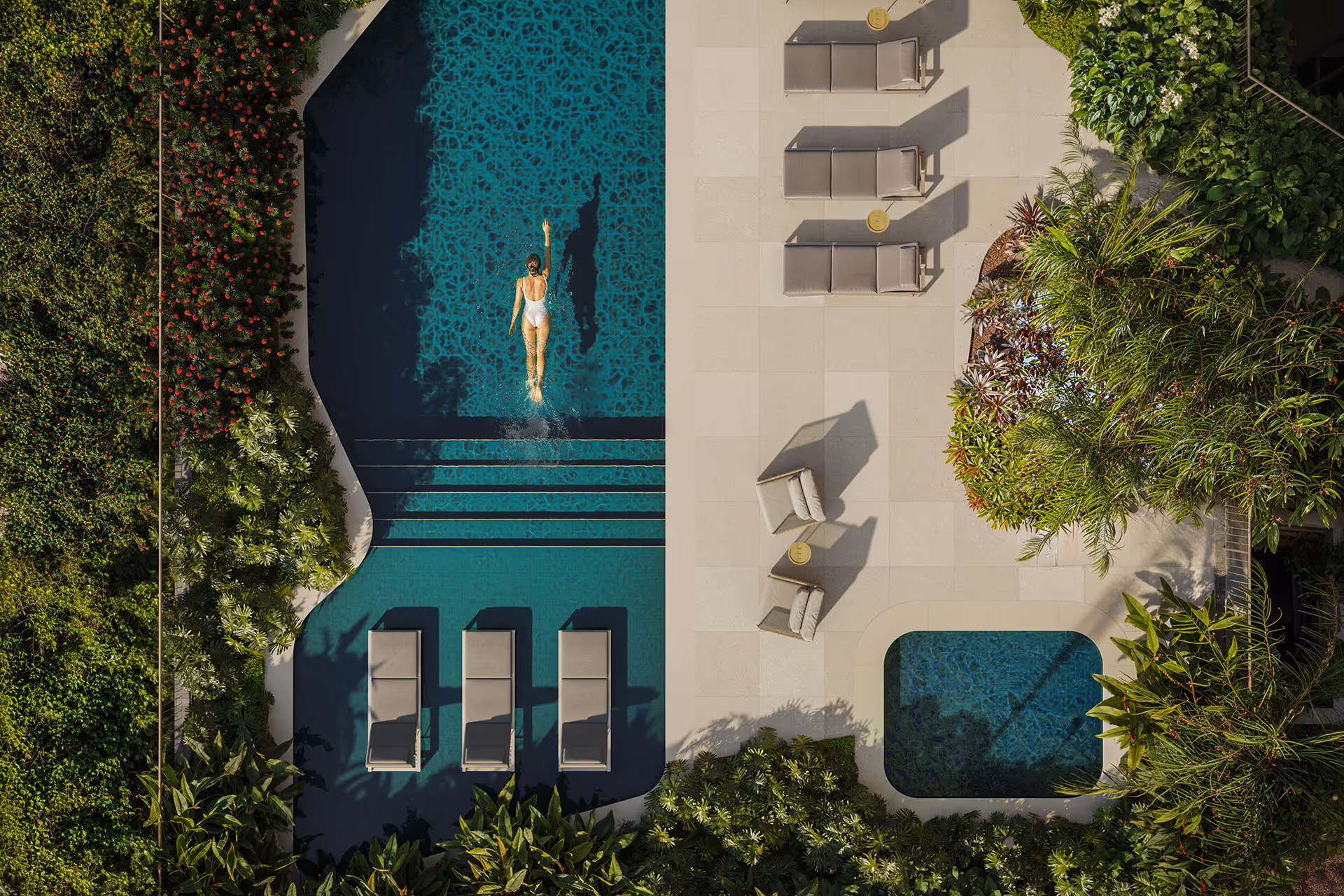 Perspectiva artística da piscina descoberta do ETERNO vista do alto
